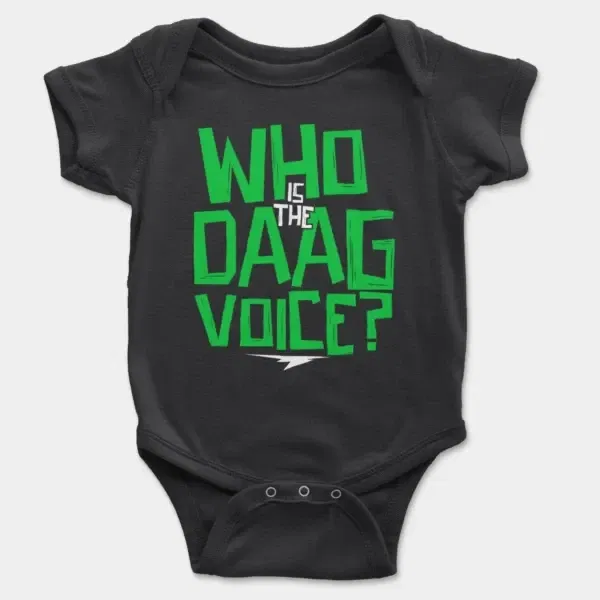 Who Is The Daag Voice Short Sleeve Baby Onesie in Black Color