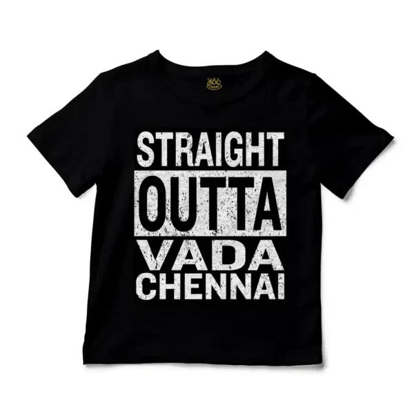 Straight Outta Vada Chennai Unisex Toddler T-Shirt in Black Color