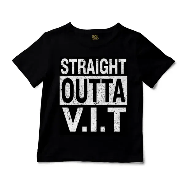 Straight Outta Vit Unisex Toddler T-Shirt in Black Color