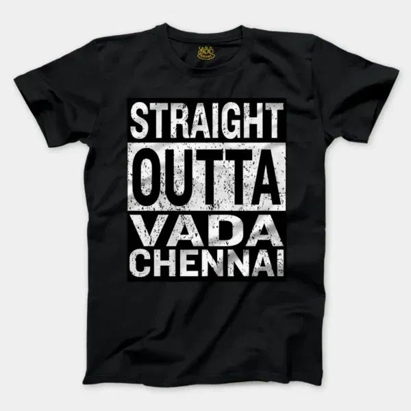 Straight Outta Vada Chennai Men/Unisex T-Shirt in Black Color