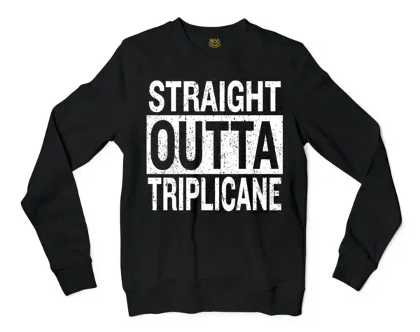 Straight Outta Triplicane Men/Unisex Long Sleeve T-Shirt in Black Color