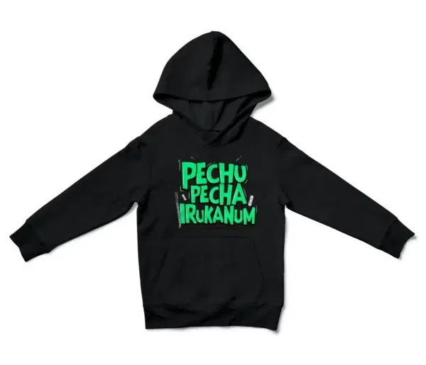 Pechu Pecha Irrukanum Unisex Youth Hoodie in Black Color