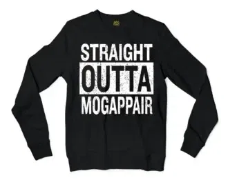 Straight Outta Mogappair Men/Unisex Long Sleeve T-Shirt in Black Color