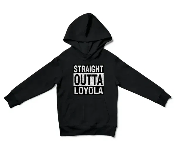 Straight Outta Loyola Unisex Youth Hoodie in Black Color