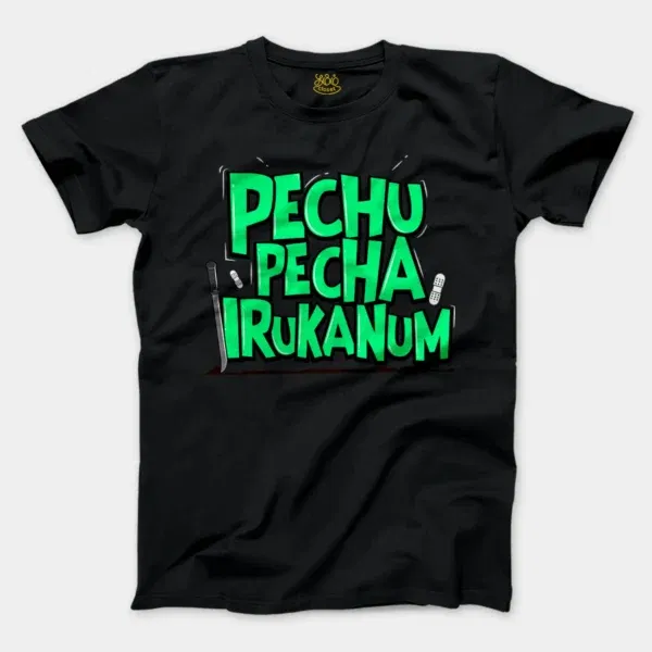 Pechu Pecha Irrukanum Men/Unisex T-Shirt in Black Color