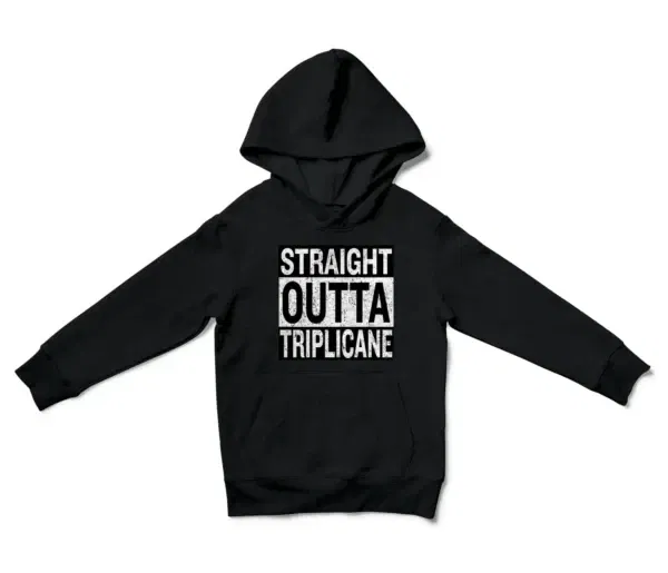 Straight Outta Triplicane Unisex Youth Hoodie in Black Color