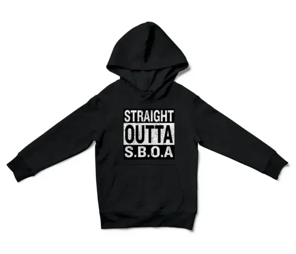 Straight Outta Sboa Unisex Youth Hoodie in Black Color