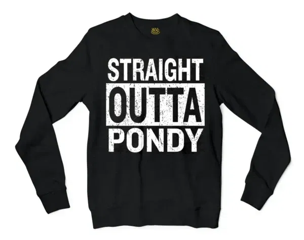 Straight Outta Pondy Men/Unisex Long Sleeve Sweatshirt in Black Color