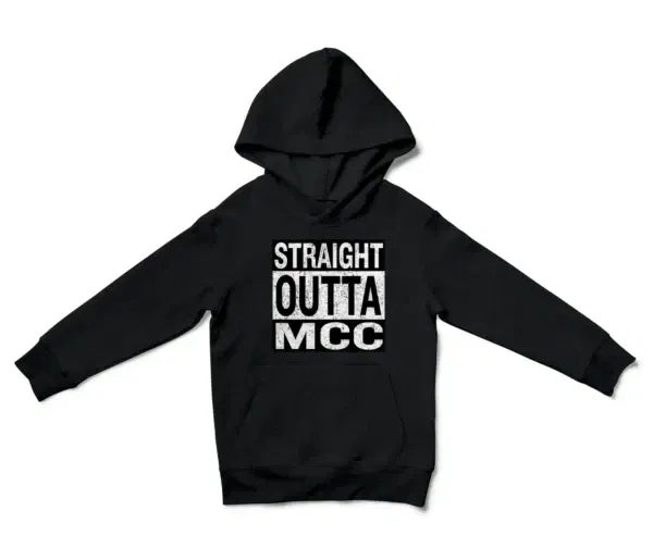 Straight Outta Mcc Unisex Youth Hoodie in Black Color