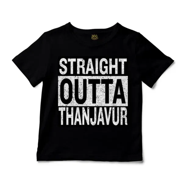 Straight Outta Thanjavur Unisex Toddler T-Shirt in Black Color