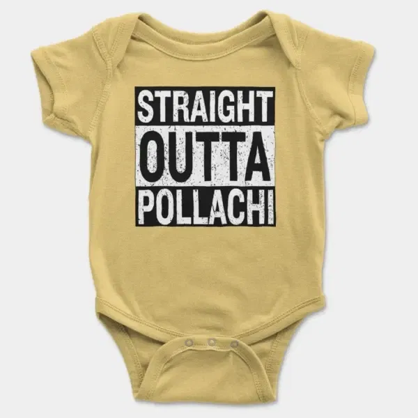 Straight Outta Pollachi Short Sleeve Baby Onesie in Butter Color