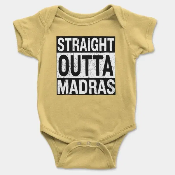 Straight Outta Madras Short Sleeve Baby Onesie in Butter Color