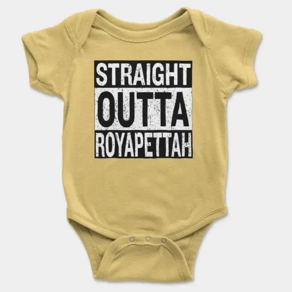 Straight Outta Royapettah Short Sleeve Baby Onesie in Butter Color