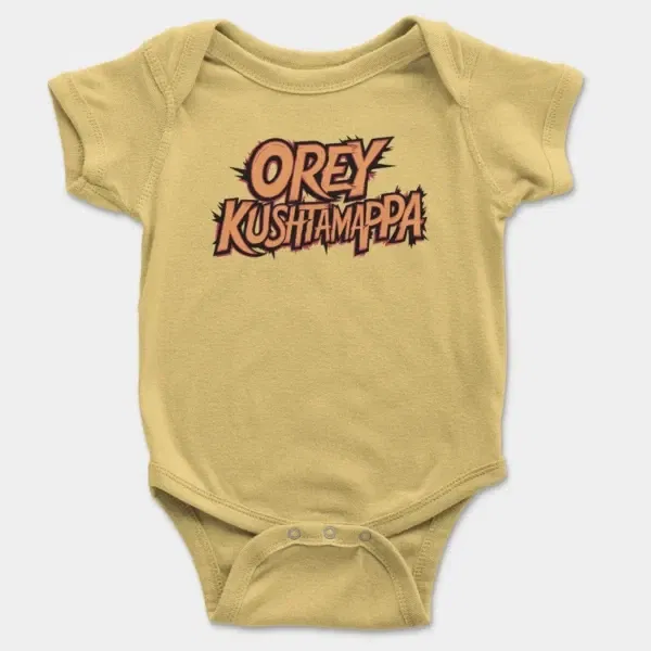 Ore Kushtamappa Short Sleeve Baby Onesie in Butter Color