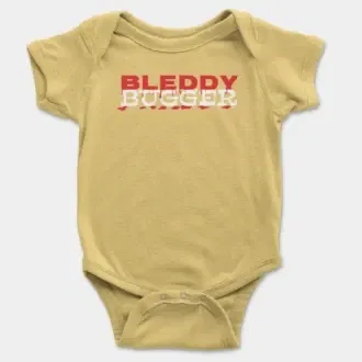 Bleddy Bugger Short Sleeve Baby Onesie in Butter Color