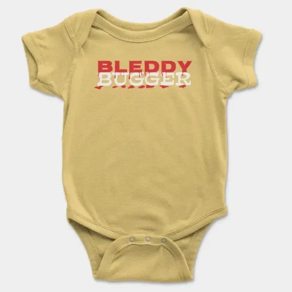 Bleddy Bugger Short Sleeve Baby Onesie in Butter Color