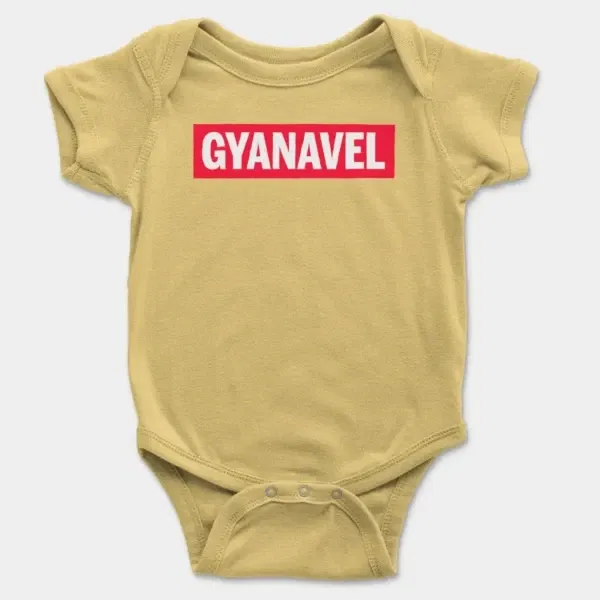 Gyanavel Short Sleeve Baby Onesie in Butter Color