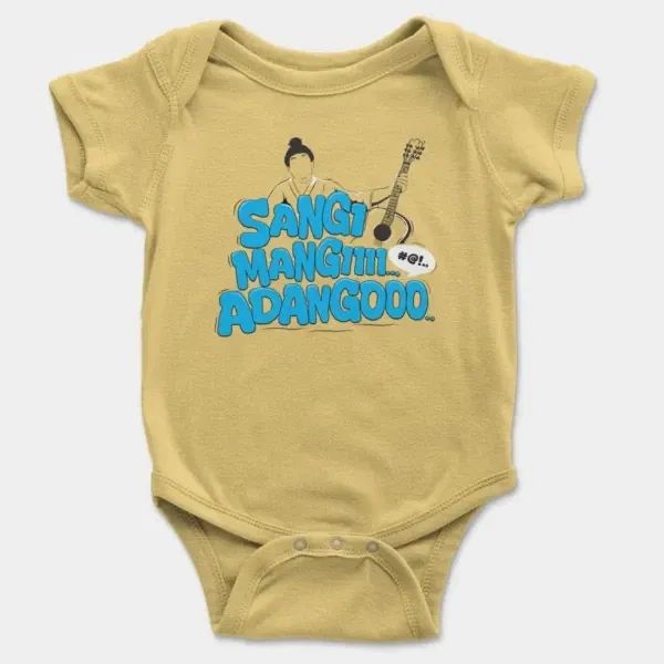 Sangi Mangiiiii….. Adangoooo Short Sleeve Baby Onesie in Butter Color