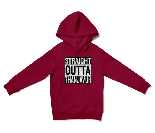 Straight Outta Thanjavur Unisex Youth Hoodie in Cardinal Red Color