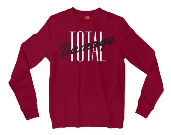 Total Damage Men/Unisex Long Sleeve T-Shirt in Cardinal Red Color