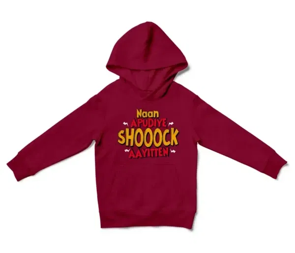 Naan Apudiye Shoooock Aayitten Unisex Youth Hoodie in Cardinal Red Color