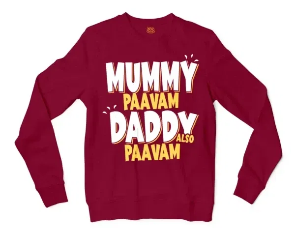 Mummy Paavam, Daddy Also Paavam Men/Unisex Long Sleeve T-Shirt in Cardinal Red Color