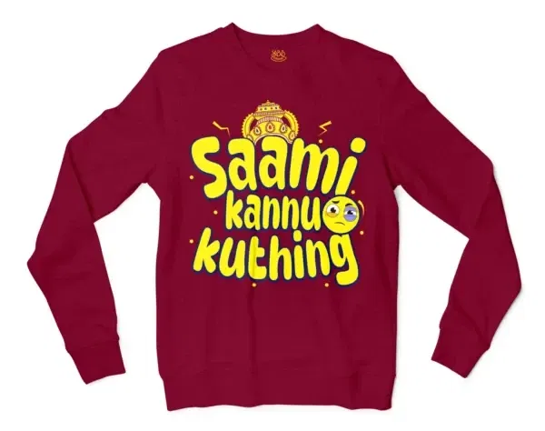 Saami Kannu Kuthing Men/Unisex Long Sleeve T-Shirt in Cardinal Red Color