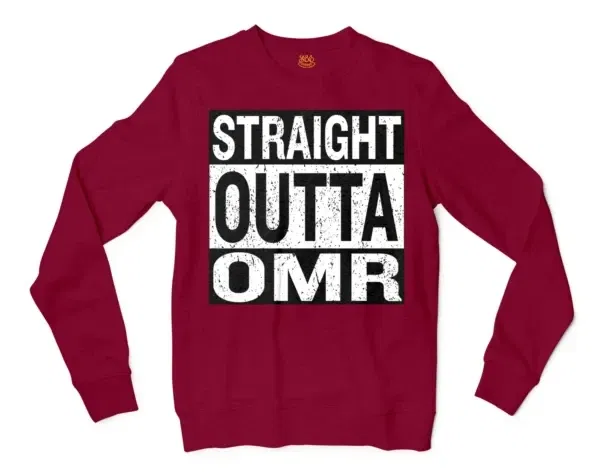 Straight Outta Omr Men/Unisex Long Sleeve T-Shirt in Cardinal Red Color