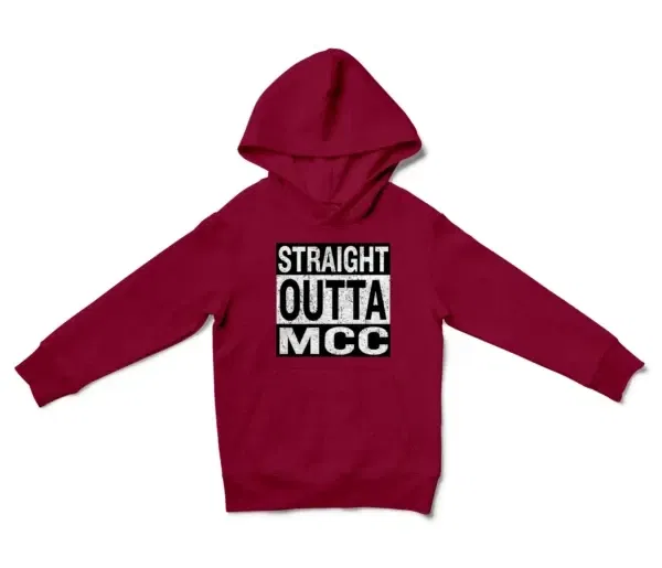 Straight Outta Mcc Unisex Youth Hoodie in Cardinal Red Color