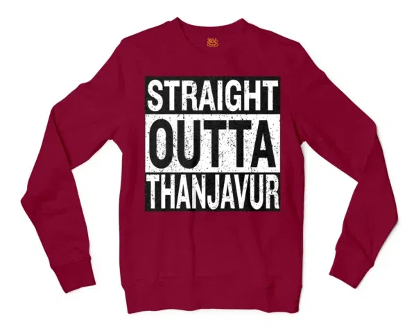 Straight Outta Thanjavur Men/Unisex Long Sleeve T-Shirt in Cardinal Red Color