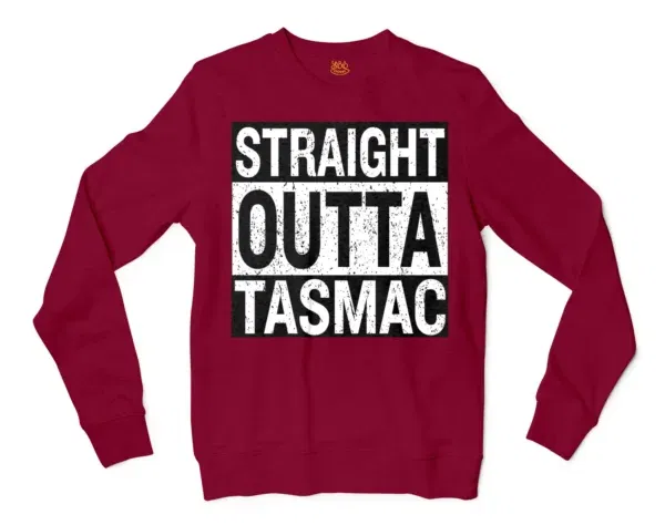 Straight Outta Tasmac Men/Unisex Long Sleeve T-Shirt in Cardinal Red Color