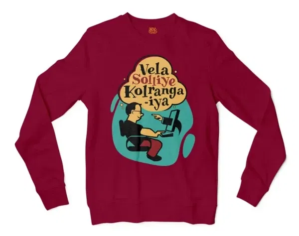 Vela Soliye Kolrangaiya Men/Unisex Long Sleeve T-Shirt in Cardinal Red Color