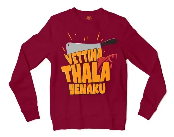 Vettina Thala Yenaku Men/Unisex Long Sleeve T-Shirt in Cardinal Red Color