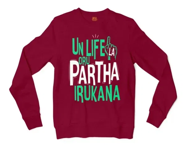 Un Life La Oru Partha Irukana Men/Unisex Long Sleeve T-Shirt in Cardinal Red Color