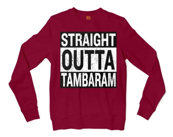 Straight Outta Tambaram Men/Unisex Long Sleeve T-Shirt in Cardinal Red Color