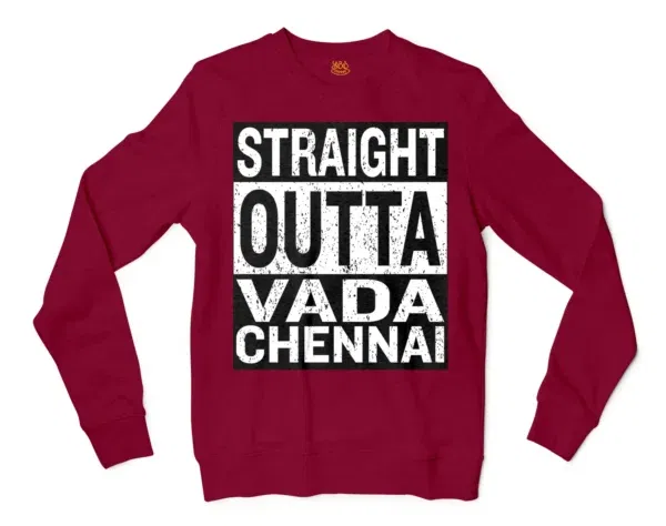 Straight Outta Vada Chennai Men/Unisex Long Sleeve T-Shirt in Cardinal Red Color