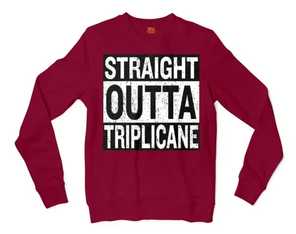 Straight Outta Triplicane Men/Unisex Long Sleeve T-Shirt in Cardinal Red Color