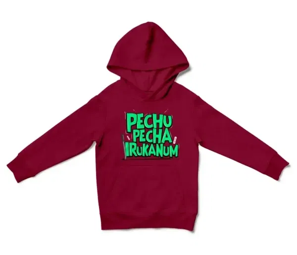 Pechu Pecha Irrukanum Unisex Youth Hoodie in Cardinal Red Color