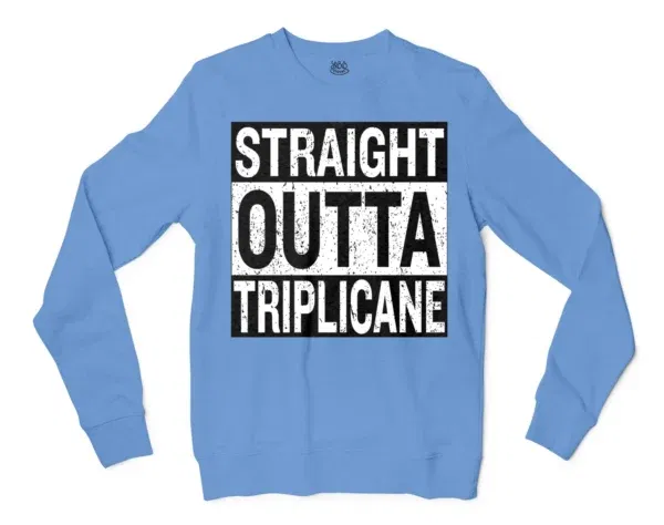 Straight Outta Triplicane Men/Unisex Long Sleeve T-Shirt in Carolina Blue Color