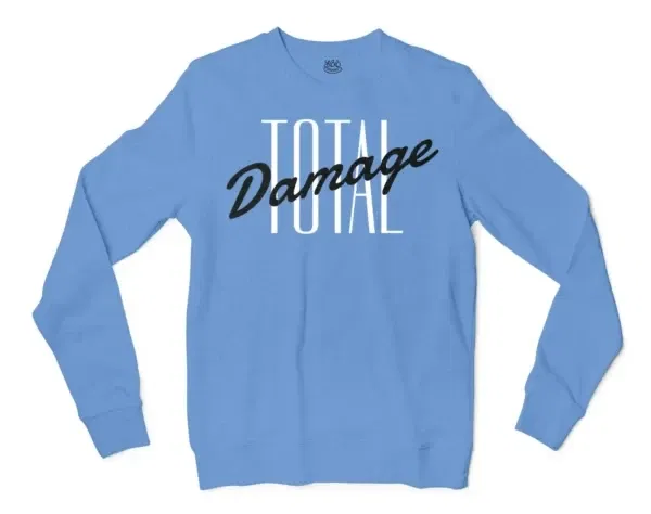 Total Damage Men/Unisex Long Sleeve T-Shirt in Carolina Blue Color