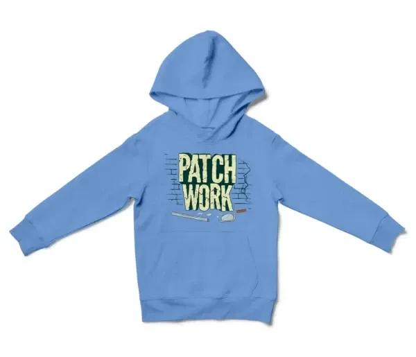 Patch Work Unisex Youth Hoodie in Carolina Blue Color