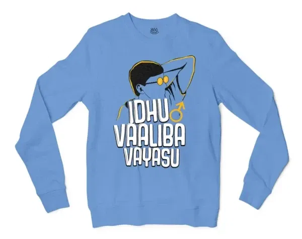 Idhu Vaaliba Vayasu Men/Unisex Long Sleeve T-Shirt in Carolina Blue Color