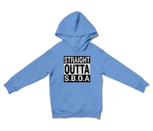 Straight Outta Sboa Unisex Youth Hoodie in Carolina Blue Color