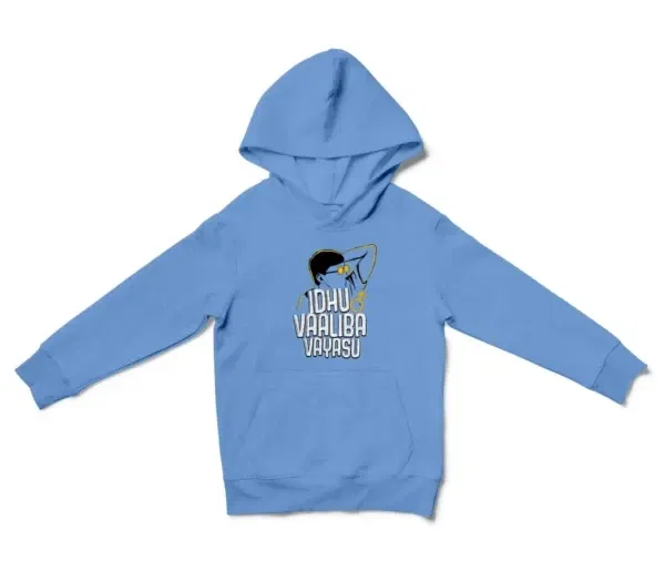 Idhu Vaaliba Vayasu Unisex Youth Hoodie in Carolina Blue Color