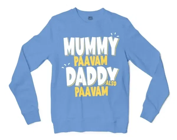 Mummy Paavam, Daddy Also Paavam Men/Unisex Long Sleeve T-Shirt in Carolina Blue Color