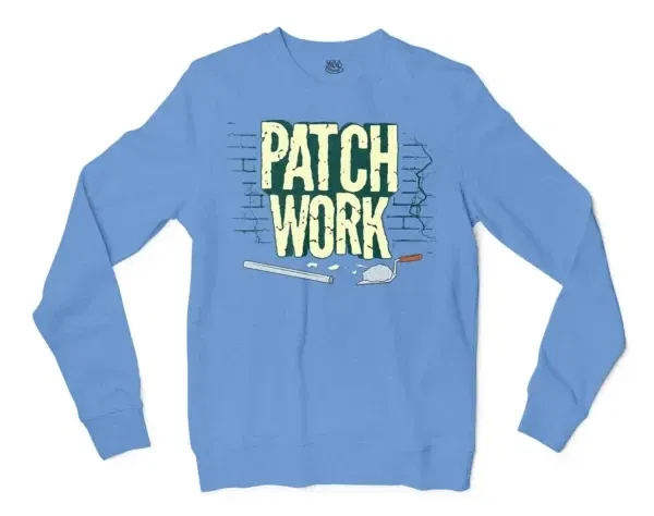 Patch Work Men/Unisex Long Sleeve T-Shirt in Carolina Blue Color