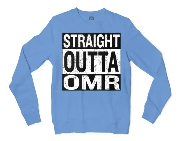 Straight Outta Omr Men/Unisex Long Sleeve T-Shirt in Carolina Blue Color