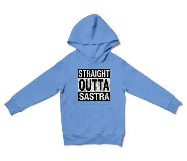 Straight Outta Sastra Unisex Youth Hoodie in Carolina Blue Color