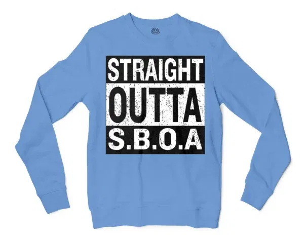 Straight Outta Sboa Men/Unisex Long Sleeve T-Shirt in Carolina Blue Color