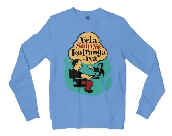 Vela Soliye Kolrangaiya Men/Unisex Long Sleeve T-Shirt in Carolina Blue Color